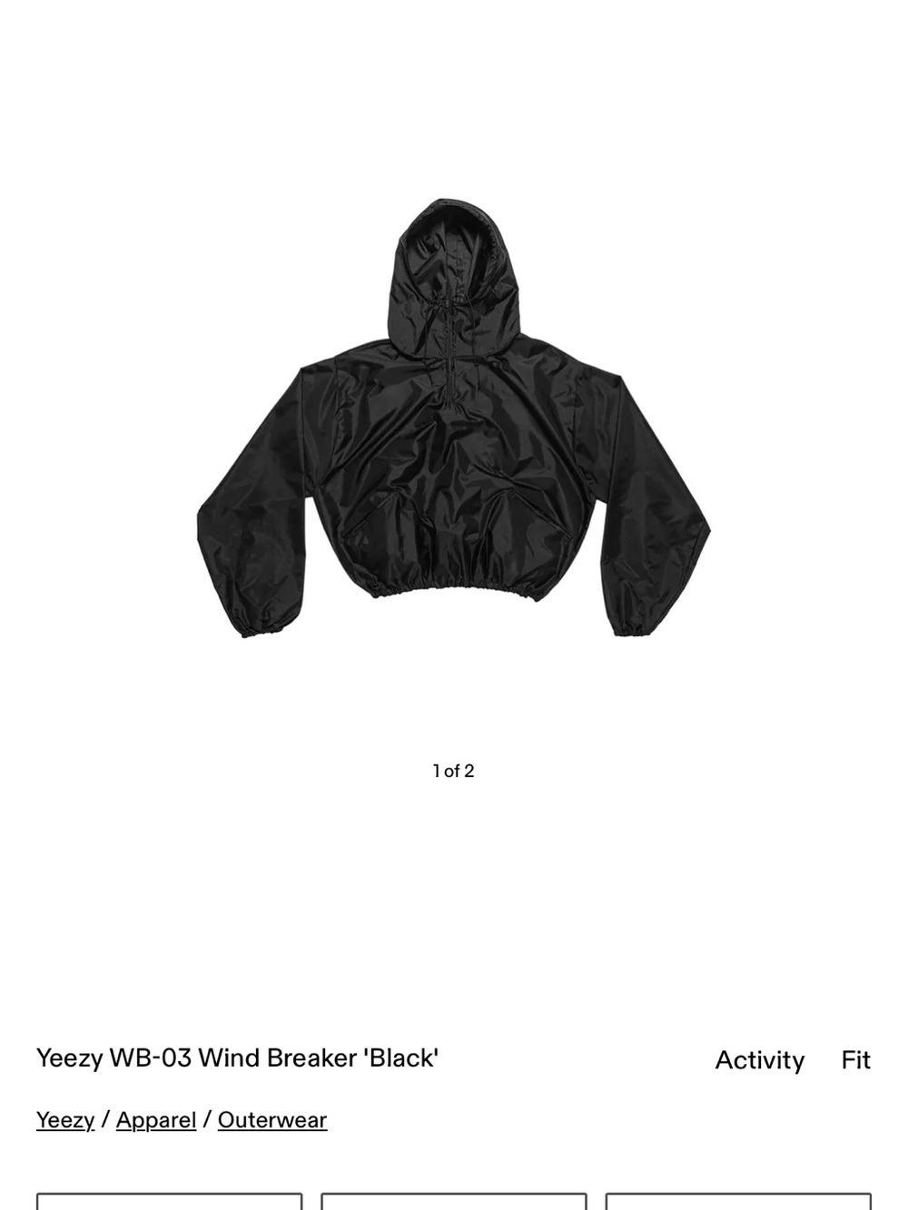 Yeezy Black Nylon Hooded Jacket with Front Zipper